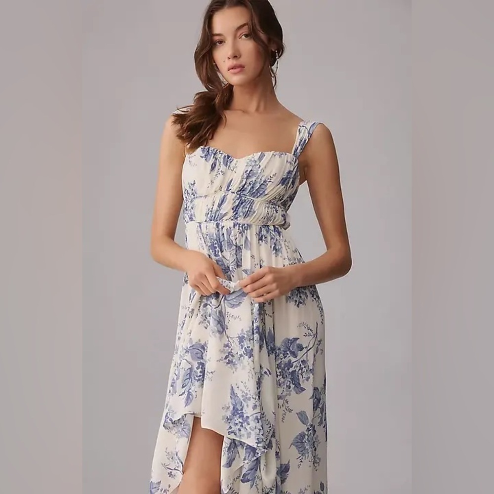 BHLDN REFORMATION Jayde Pale Blue Floral Maxi Dress Size 2 NWT - Picture 3 of 13